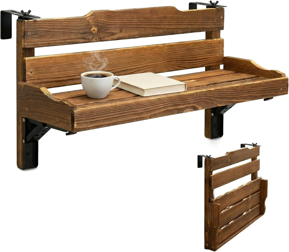 Folding Balcony Railing Table, Solid Wood Balcony Hanging Table, Railing Plan...