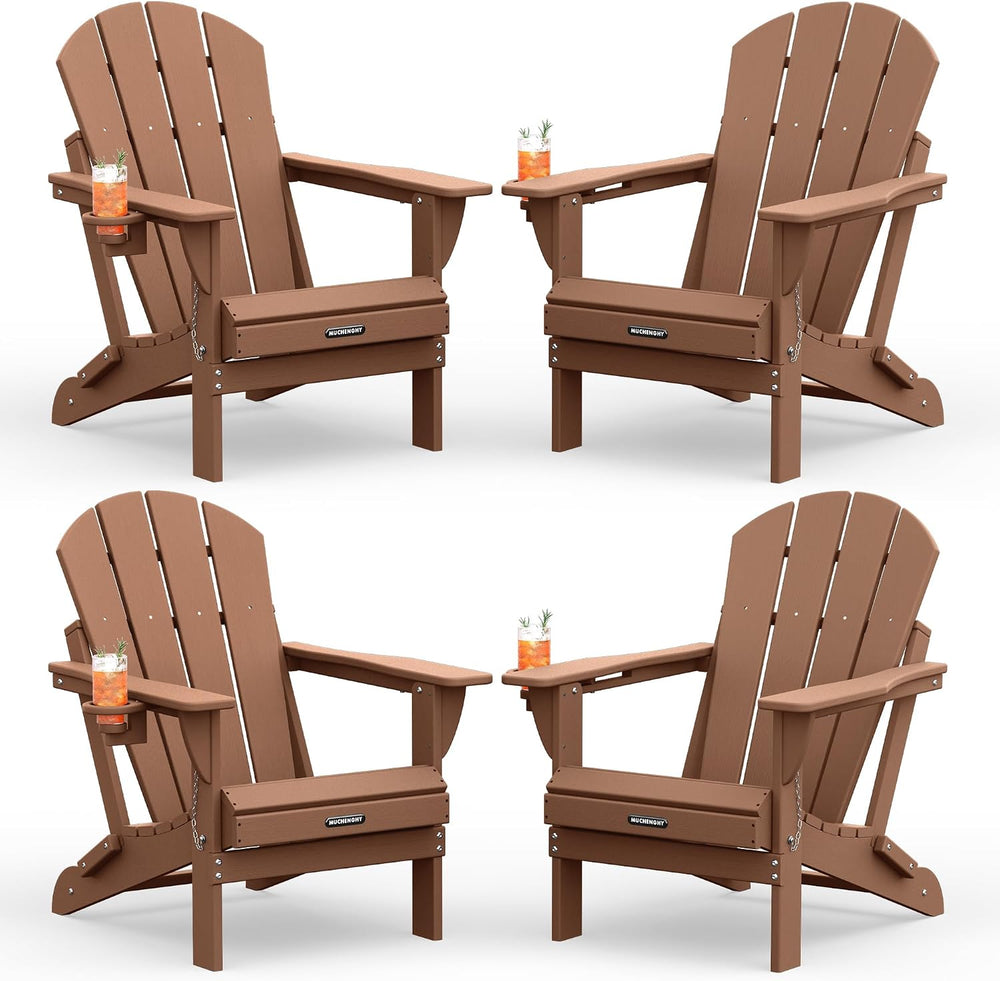 MUCHENGHY Folding Adirondack Chairs 4 Pack, Patio Chairs, Lawn Chairs, Outdoo...