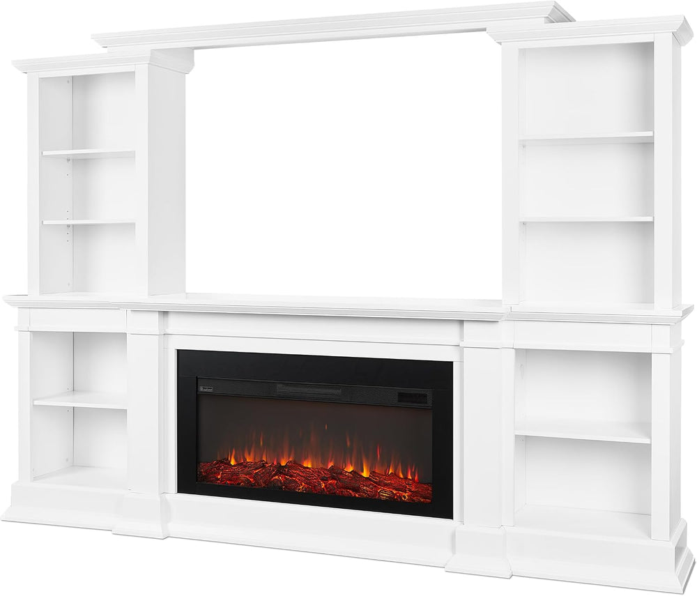 Real Flame Monte Vista Electric Media Fireplace, White,9900E-W