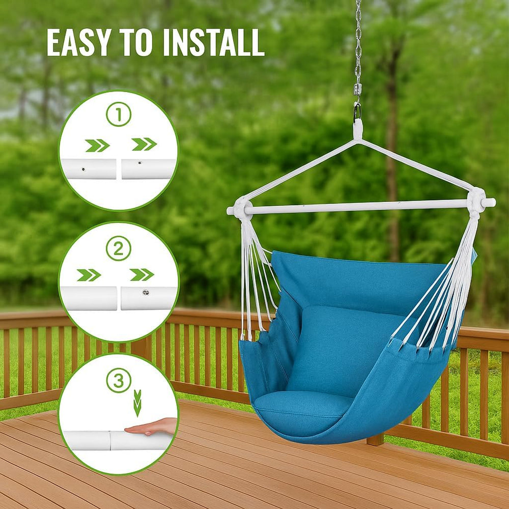 Backyard Expressions Hanging Hammock Chair Swing with Cushions & Hanging ...