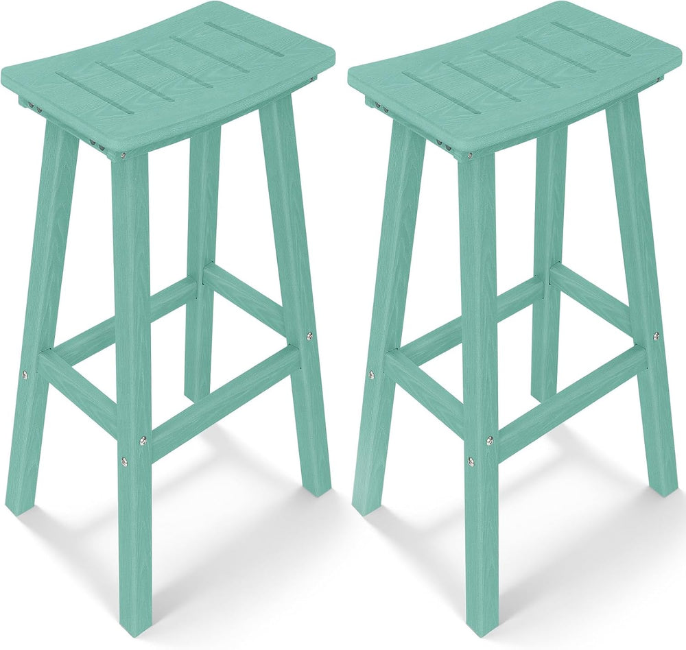 Outdoor Bar Stools Set of 2, 29" HDPE Bar Height Chairs