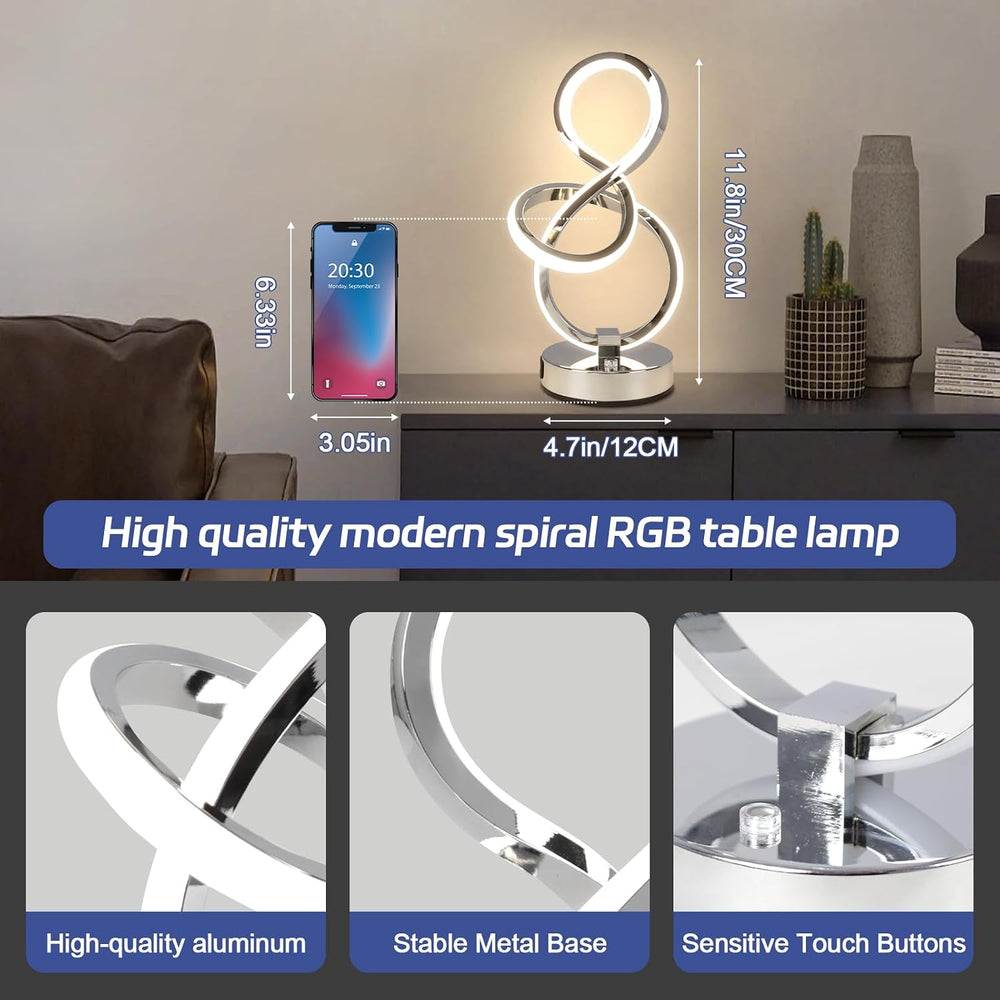 Modern Table Lamp, LED Bedside lamp with USB C+A Ports, Touch Stepless Dimmab...