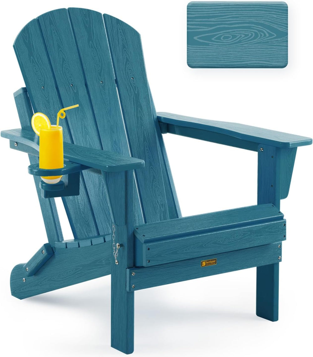 Folding Adirondack Chair Wood Texture, Patio Chairs Weather Resistant, Outdoo...