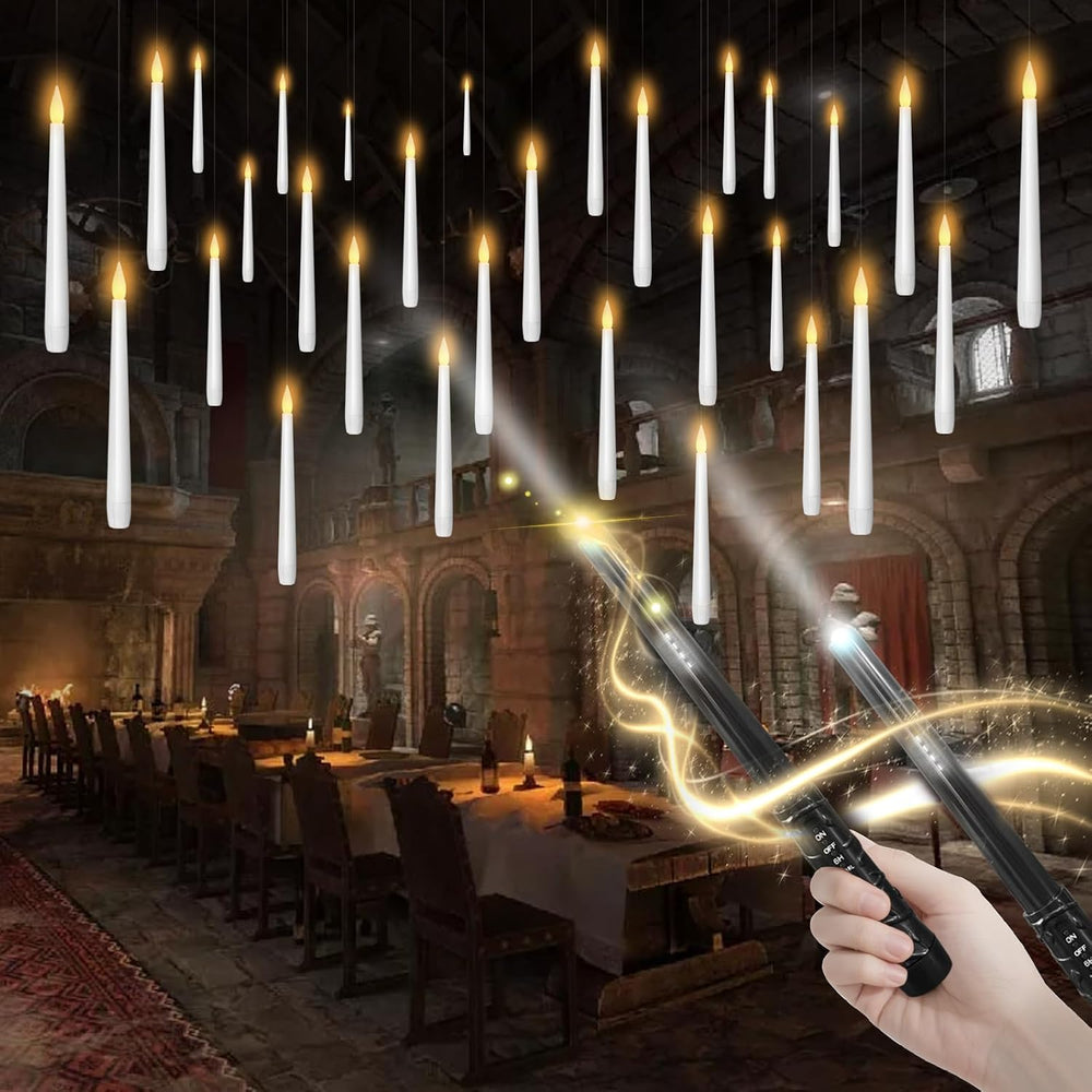 kakoya Flameless Floating Candles with Wand，30 Pcs Magic LED Hanging Taper Ca...
