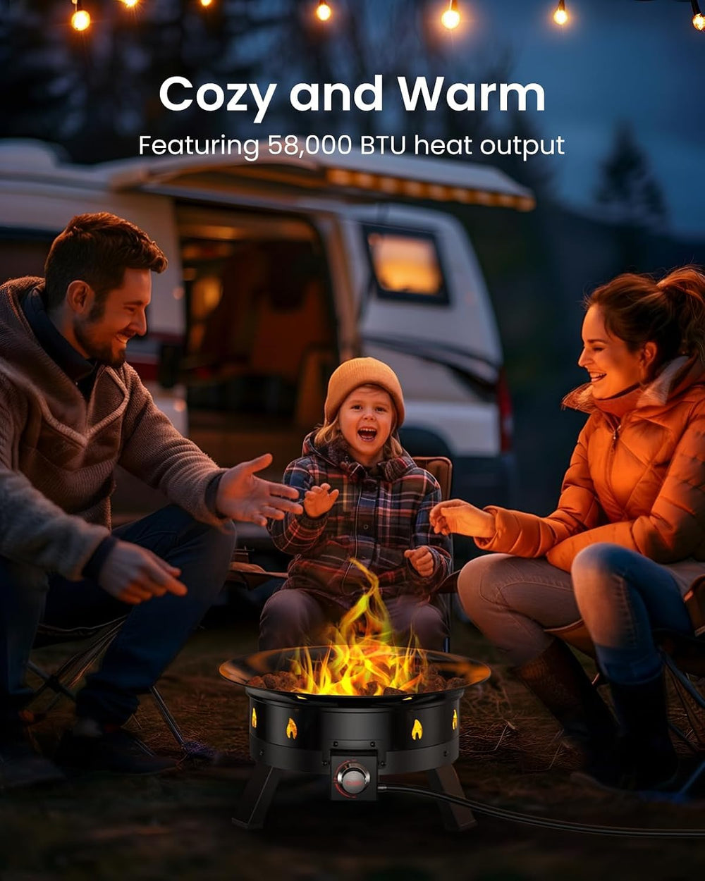 Ciays Large Propane Fire Pit 24 Inch, Gas Fire Pit with Grill Grate, Folding ...
