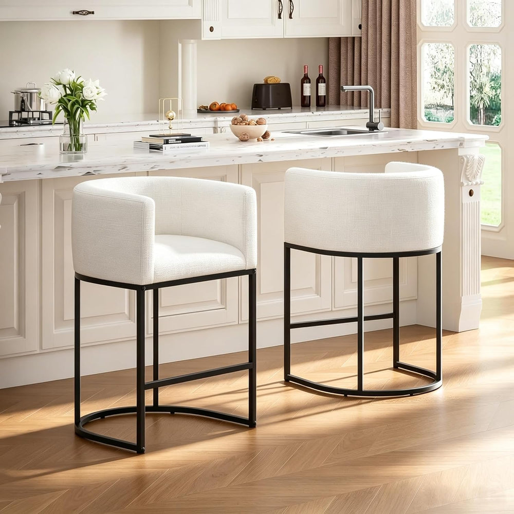 26" H Counter Height Bar Stools Set of 3, Modern Barrel Counter Stools w...