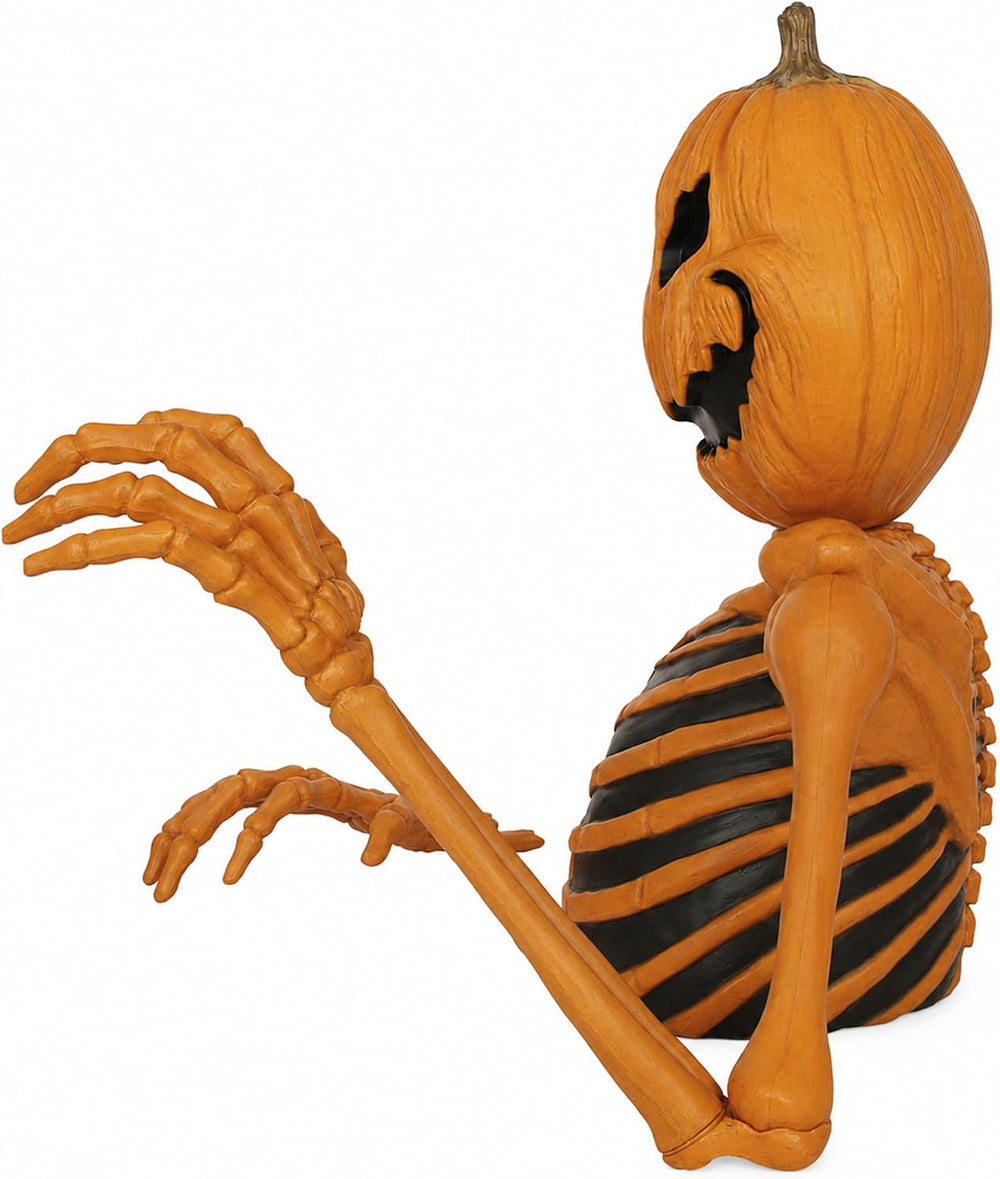 BOO BOX 4 Ft.Halloween Pumpkin Groundbreaker Skeleton, Giant Outdoor Decorati...