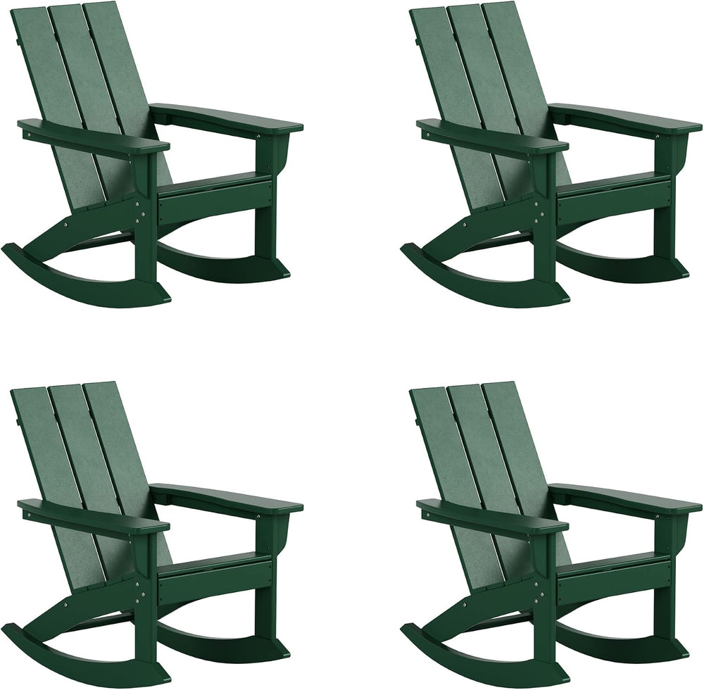 WestinTrends Ashore Patio Rocking Chairs Set of 4, All Weather Poly Lumber Pl...
