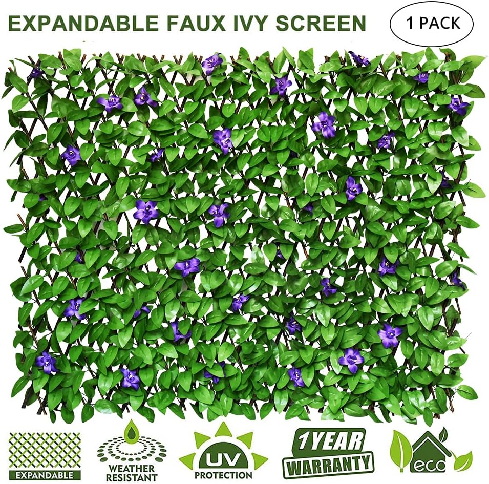 Expandable Fence Privacy Screen for Balcony Patio Outdoor,Decorative Faux Ivy...