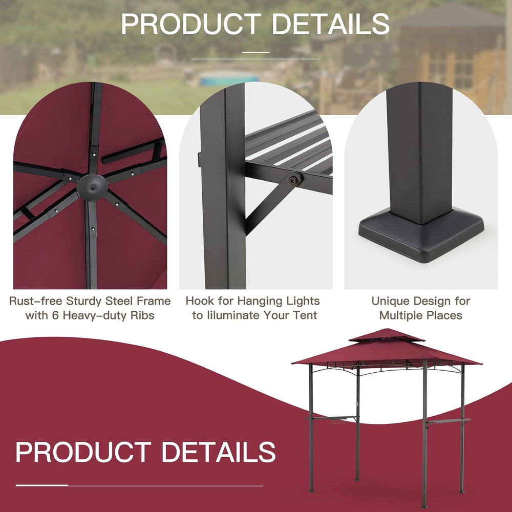 AECOJOY 8' x 5' Grill Gazebo, Grill Canopy for Outdoor Grill, 2- Tier...