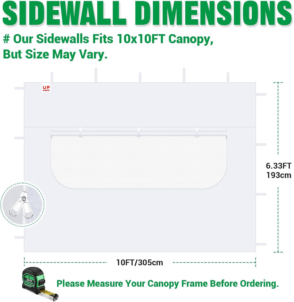 ACEPIC 10x10ft Sidewalls with Mesh Window, Black(3PCS, Frame Not Included)