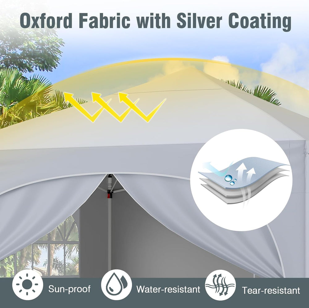 Tangkula 10x10Ft Pop up Canopy with 4 Sidewalls, UPF50+ Outdoor Tent with Zip...