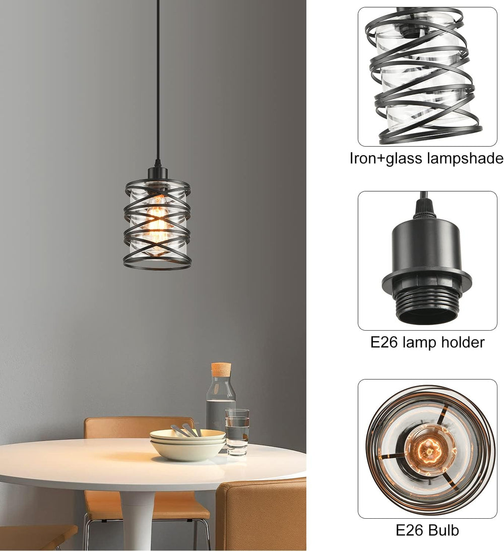 3 Pack Pendant Light Kitchen Island Pendant Lighting, Glass Hanging Light wit...