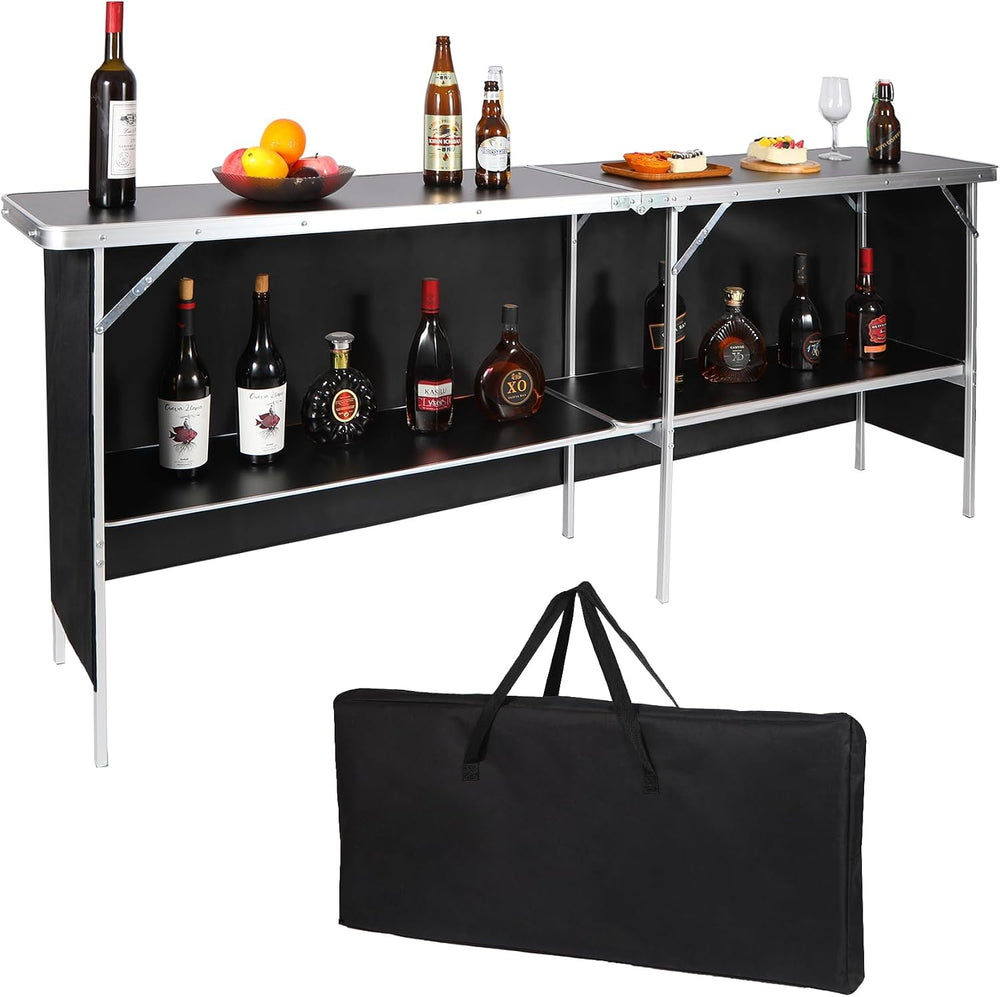 REDCAMP Folding Portable Bar Table, Black 82"x33"x15"