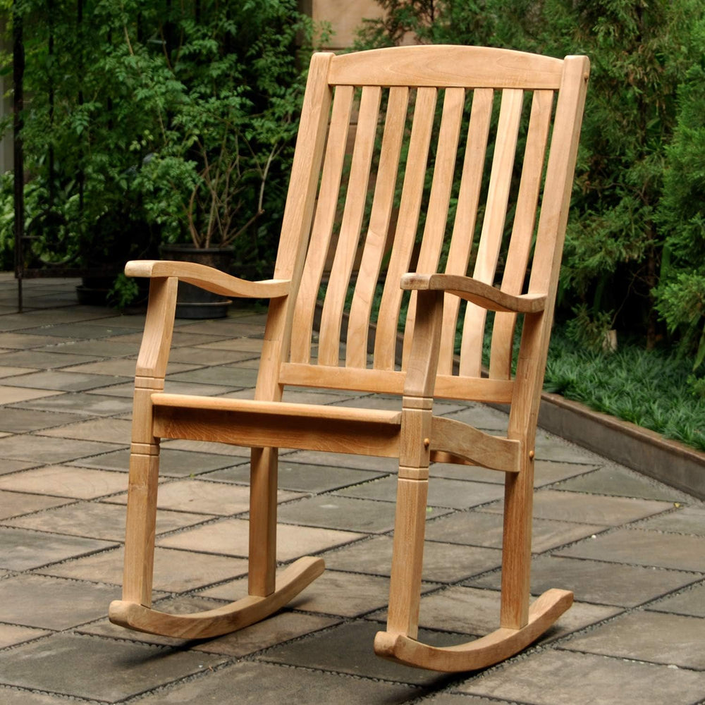 Cambridge Casual Arie Teak Wooden Rocking Chair, Durable Outdoor Rocker for P...
