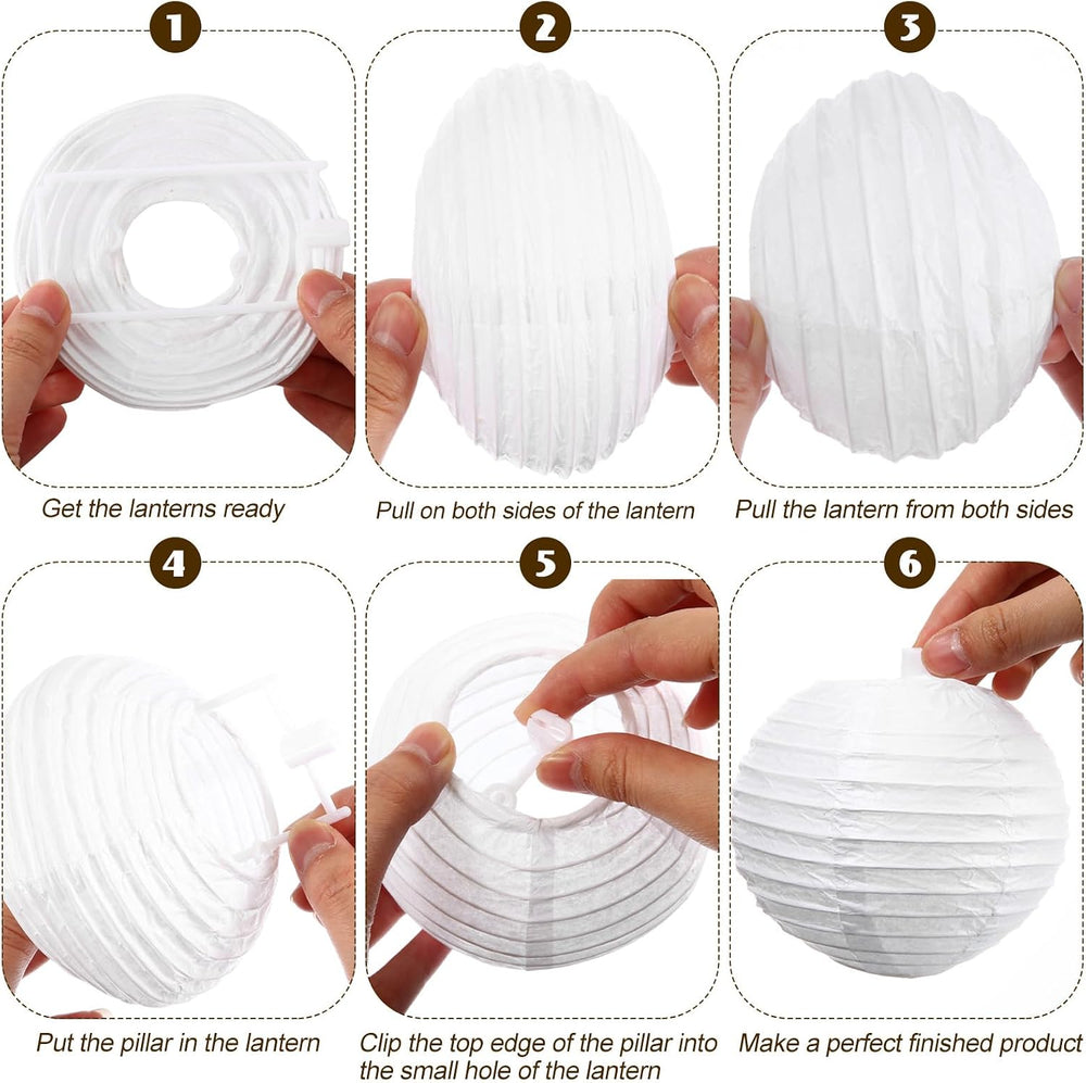 Treela 90 Pack White Chinese Japanese Paper Lanterns String Outdoor Hanging B...