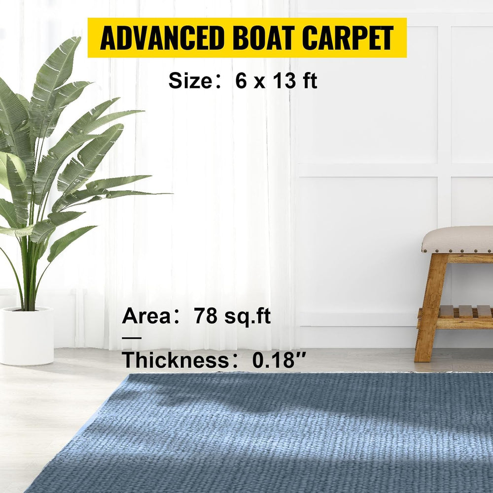 Happybuy 6 ft x 13 ft Gray Marine Boat Carpet Waterproof Indoor Outdoor Rug