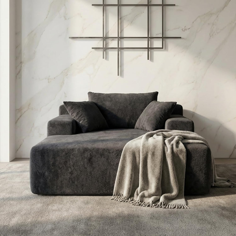 Sytopia Chaise Lounge with Armrests, Oversized Sofa Bed with 3 Pillows, Cozy ...