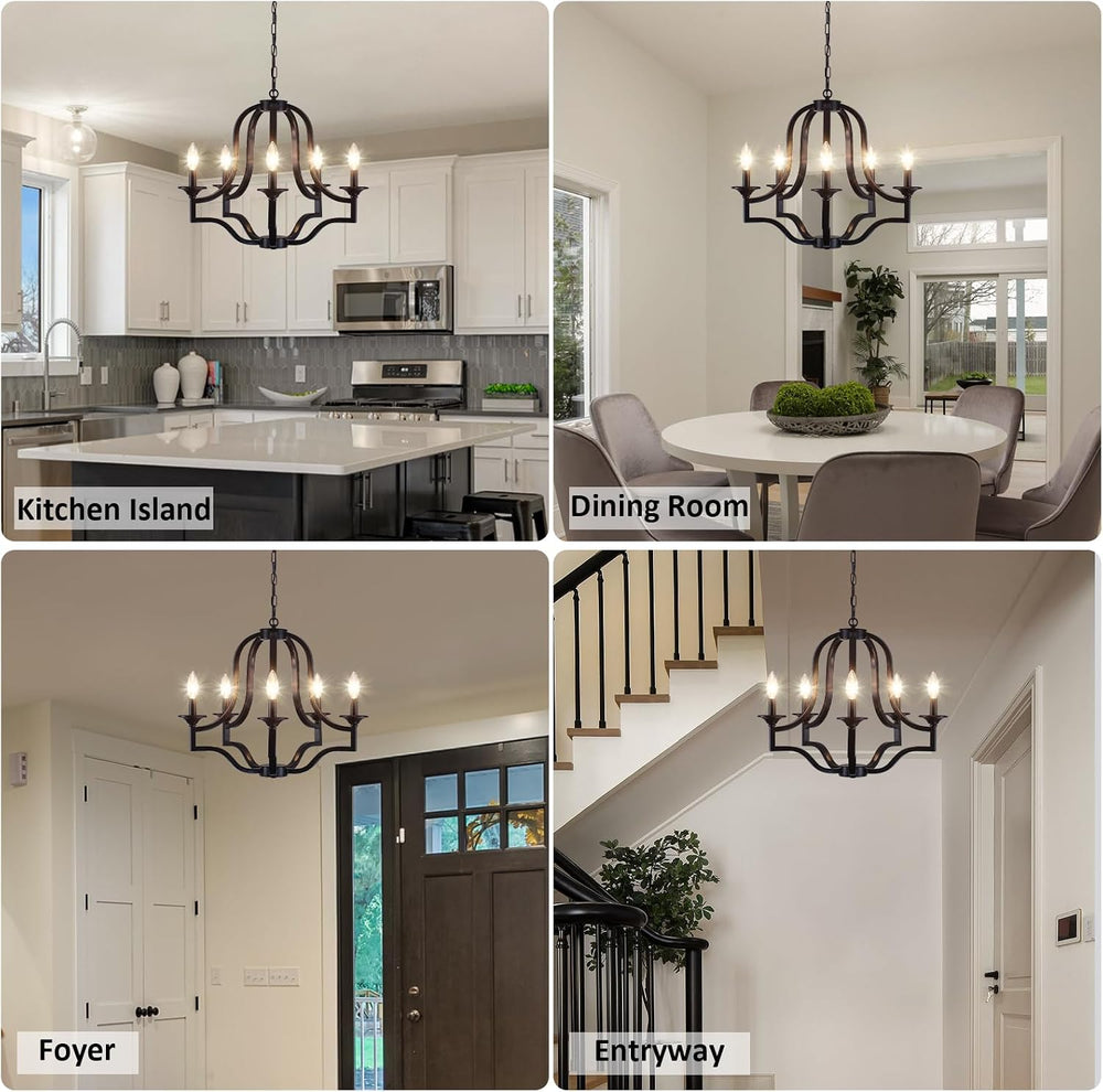 Black Chandelier Light, Modern Farmhouse Chandeliers for Dining Room Light Fi...