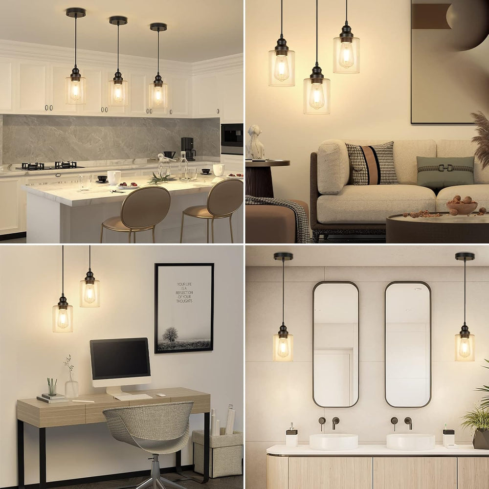 Licperron 3 Pack Hanging Pendant Lighting Fixtures, Adjustable Black Hanging ...