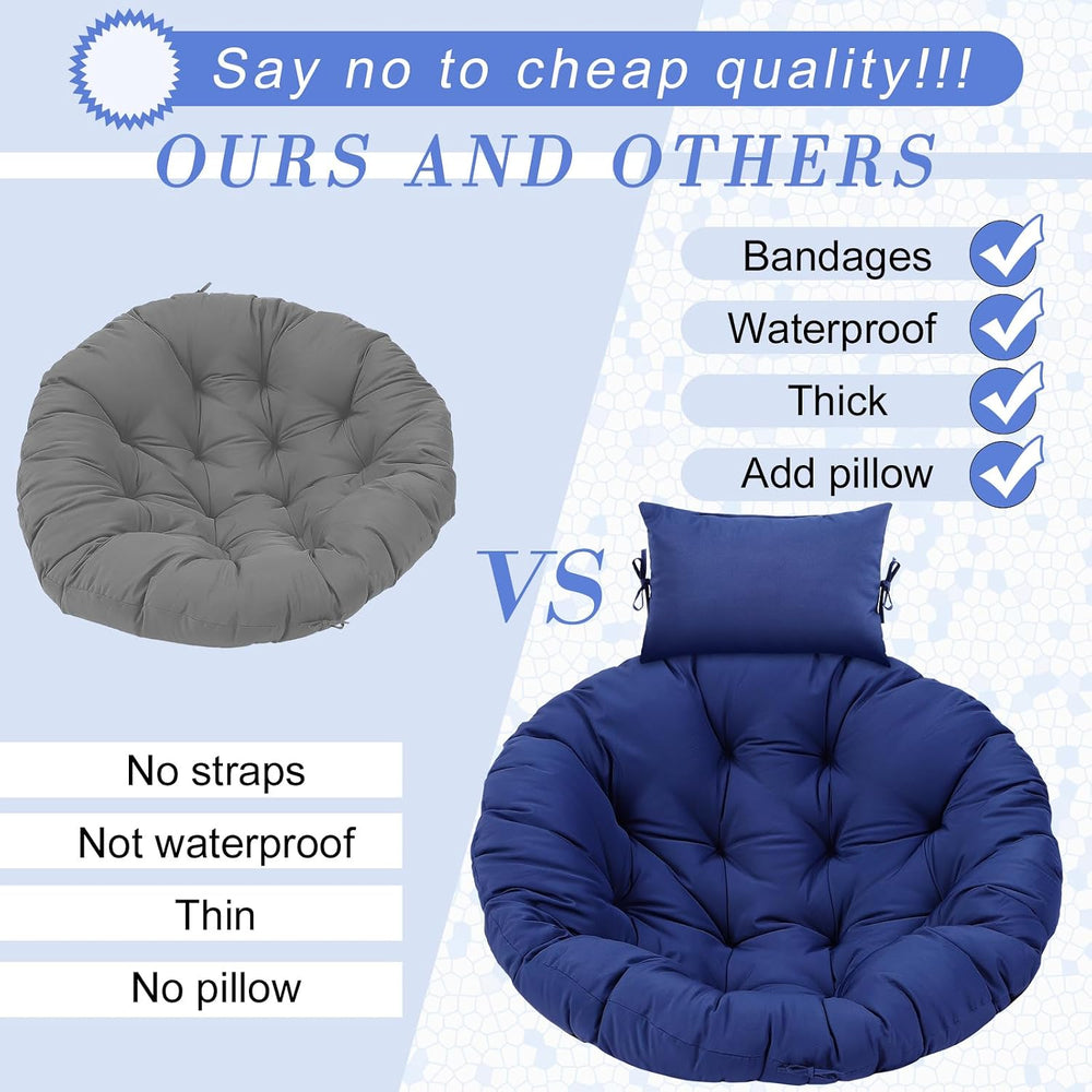 Tudomro Navy Blue Egg Chair Cushion Hanging Basket Chair Replacement 45x45 Ha...