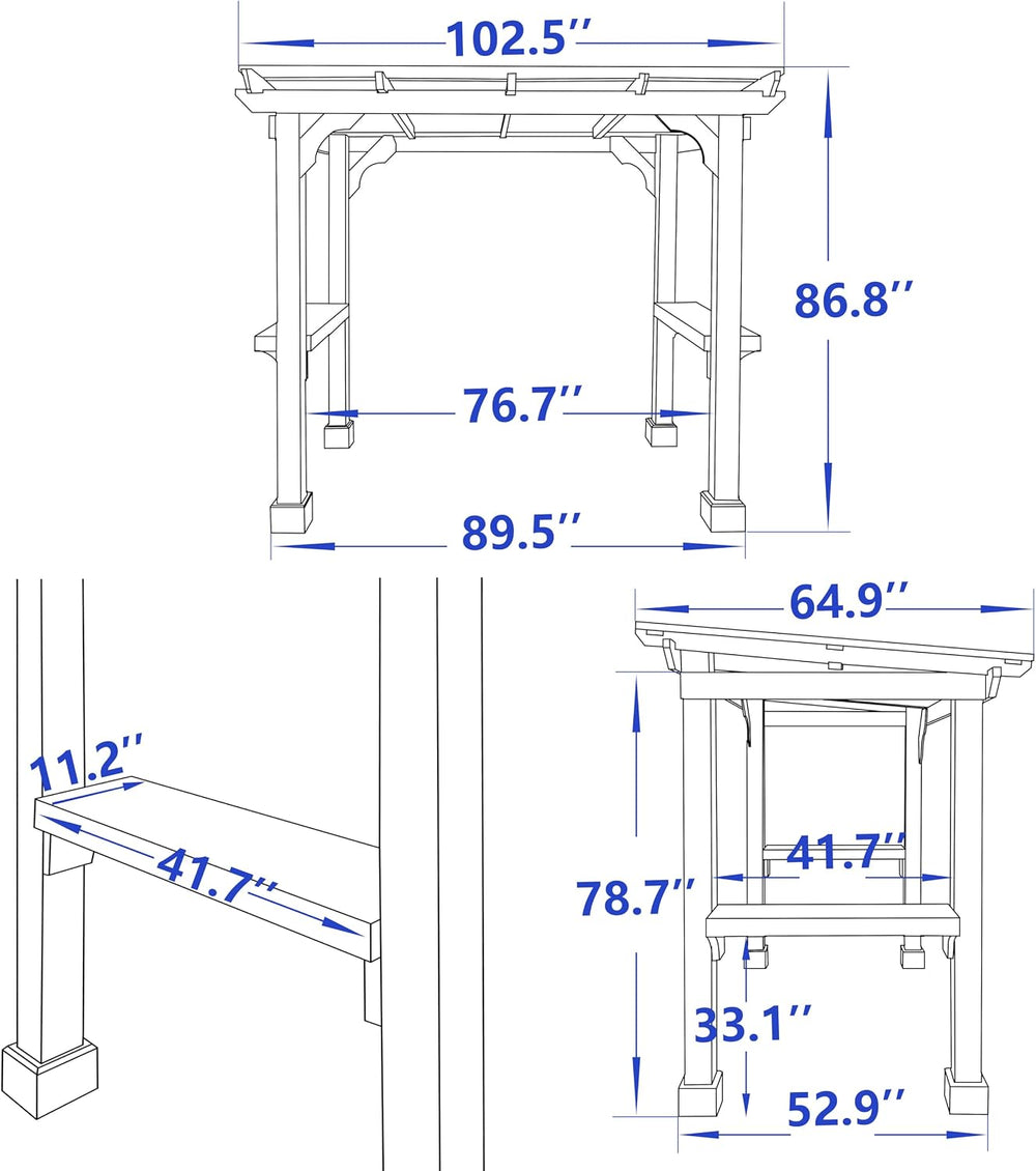 VEIKOU 8’x5’ Grill Gazebo, Patio Gazebo with Hardtop Metal Roof, Rainwater Dr...