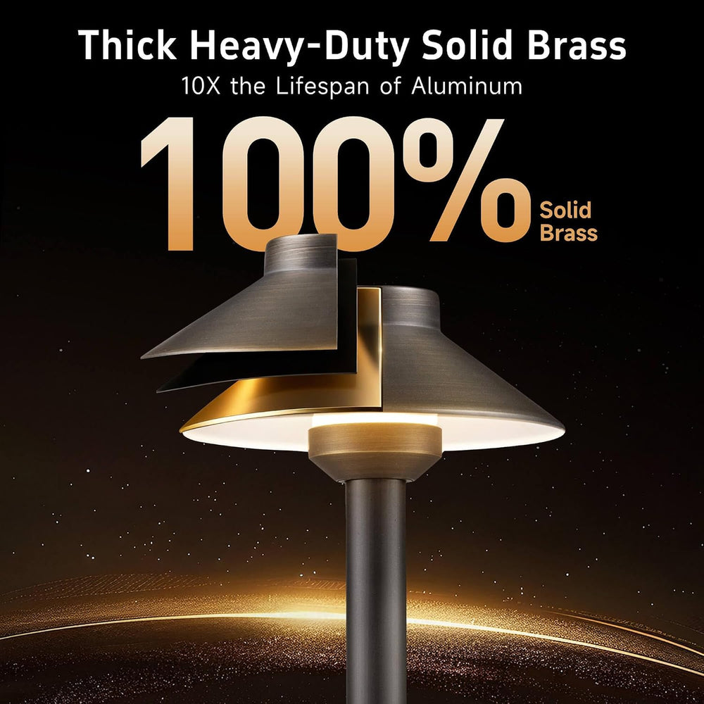 Gardenreet Solid Brass Pathway Light - 12v Landscape Path Lights Outdoor Wate...
