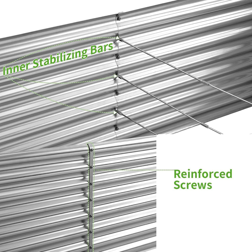 Land Guard 2 Pack 8×4×2ft Galvanized Raised Garden Bed Kit, Galvanized Plante...