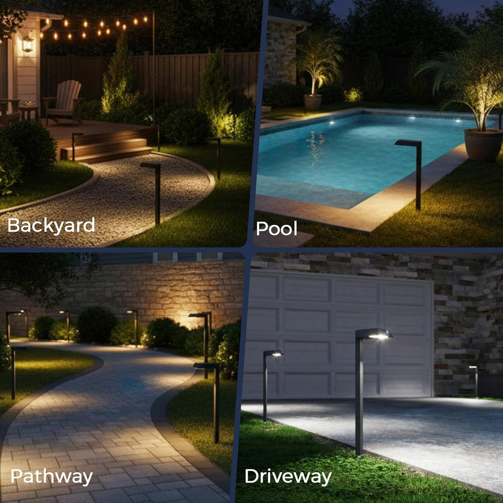 XMCOSY+ Solar Pathway Lights, 4 Pack Metal Motion Sensor Outdoor Lights