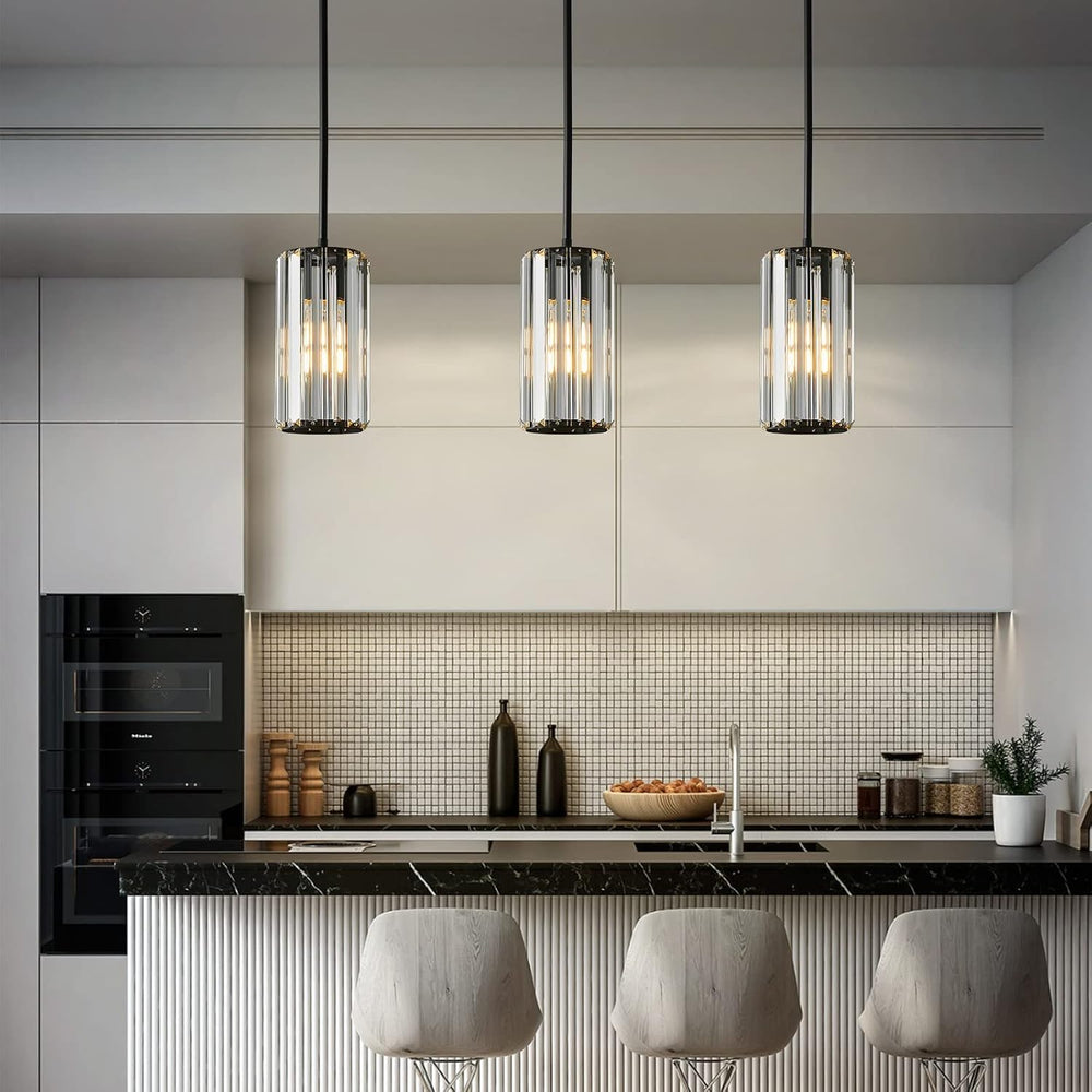 Black Pendant Lighting Modern Pendant Light Mini Crystal Chandeliers Adjustab...
