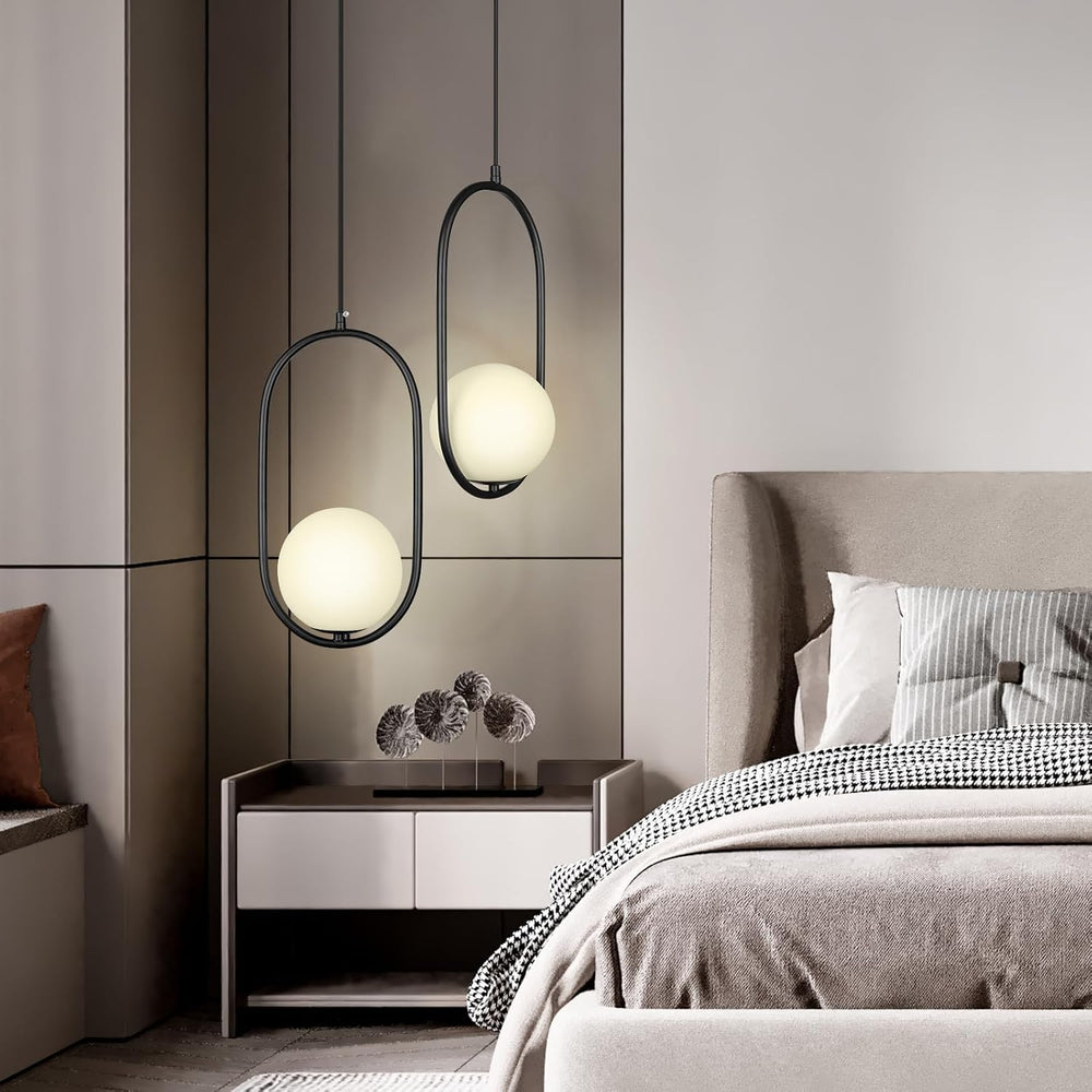 lobolighting Modern Pendant Lighting, 2 Pack Black Pendant Light Fixtures Adj...