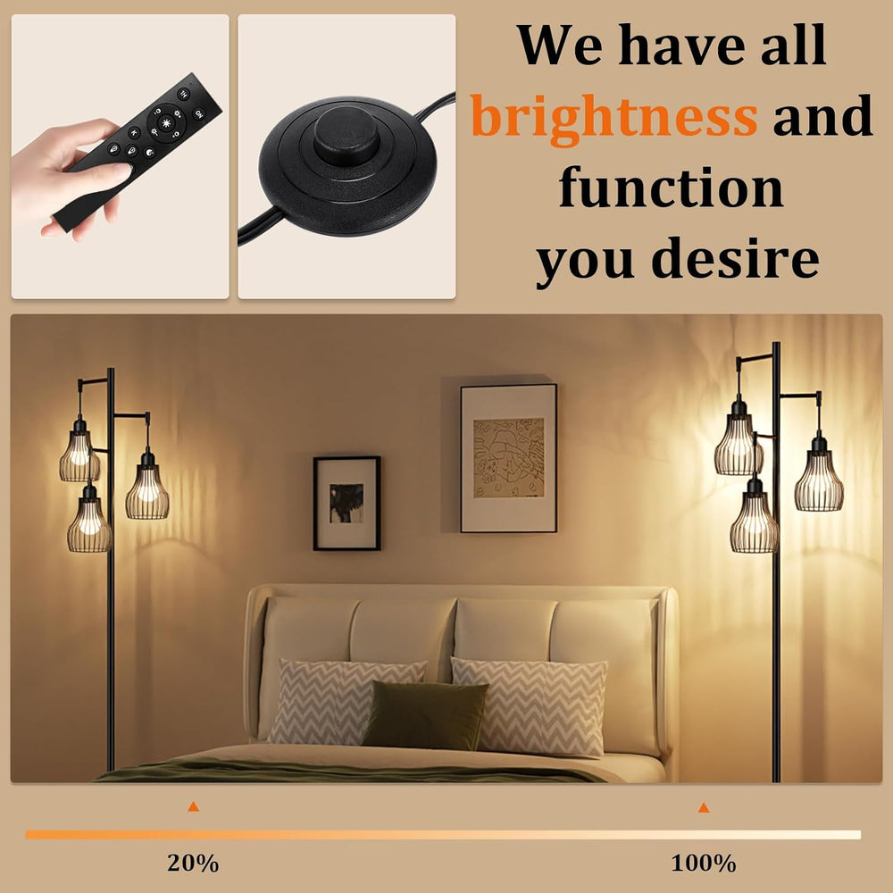 Ziisee Dimmable Floor Lamps for Living Room, Farmhouse Tree Standing Tall Lam...