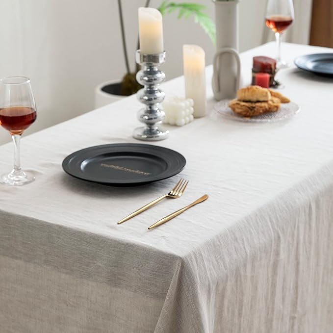 EVERLY 100% Pure Linen Rectangle Tablecloths 108Lx60WInch for Dining,Buffet P...
