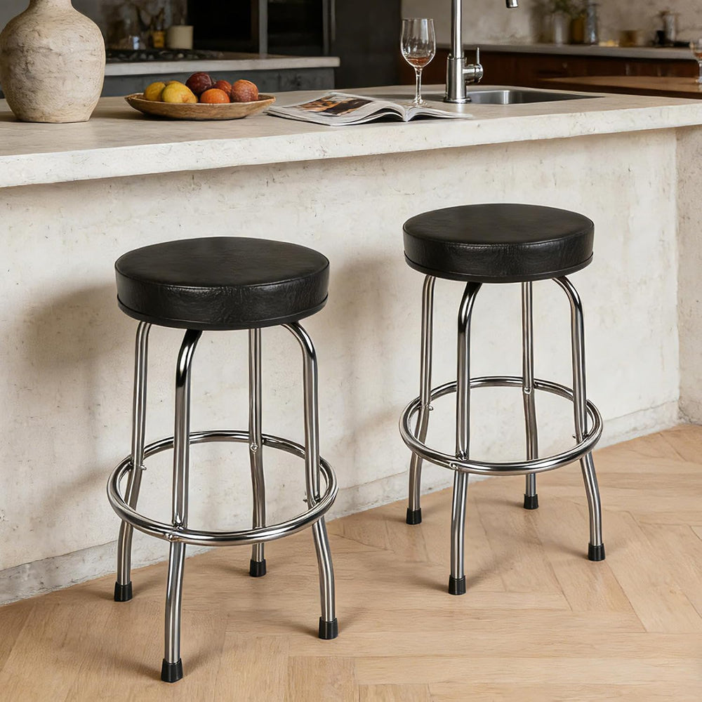 YELLOW JACKET Swivel Bar Stool with Footrest, Padded Seat