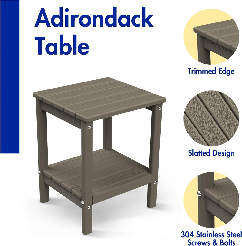 BRIOPAWS Outdoor-Side-Table | Small | Wood Grain | HDPE Plastic | Patio End-T...