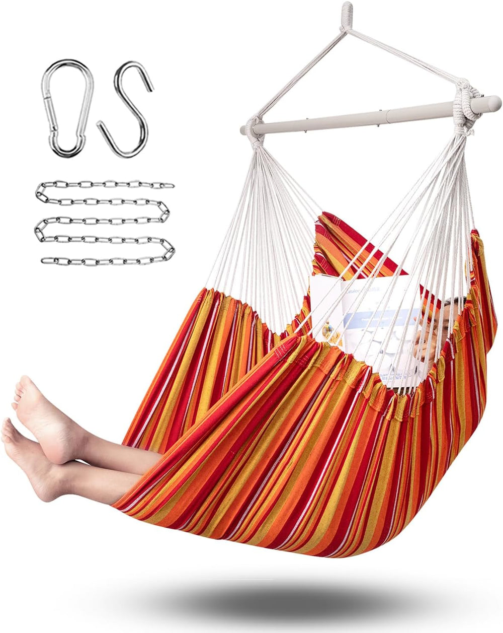 ADVOKAIR Hammock Chair Hanging Chair Rope Swing XXL - Max 500lbs, 70in Large ...