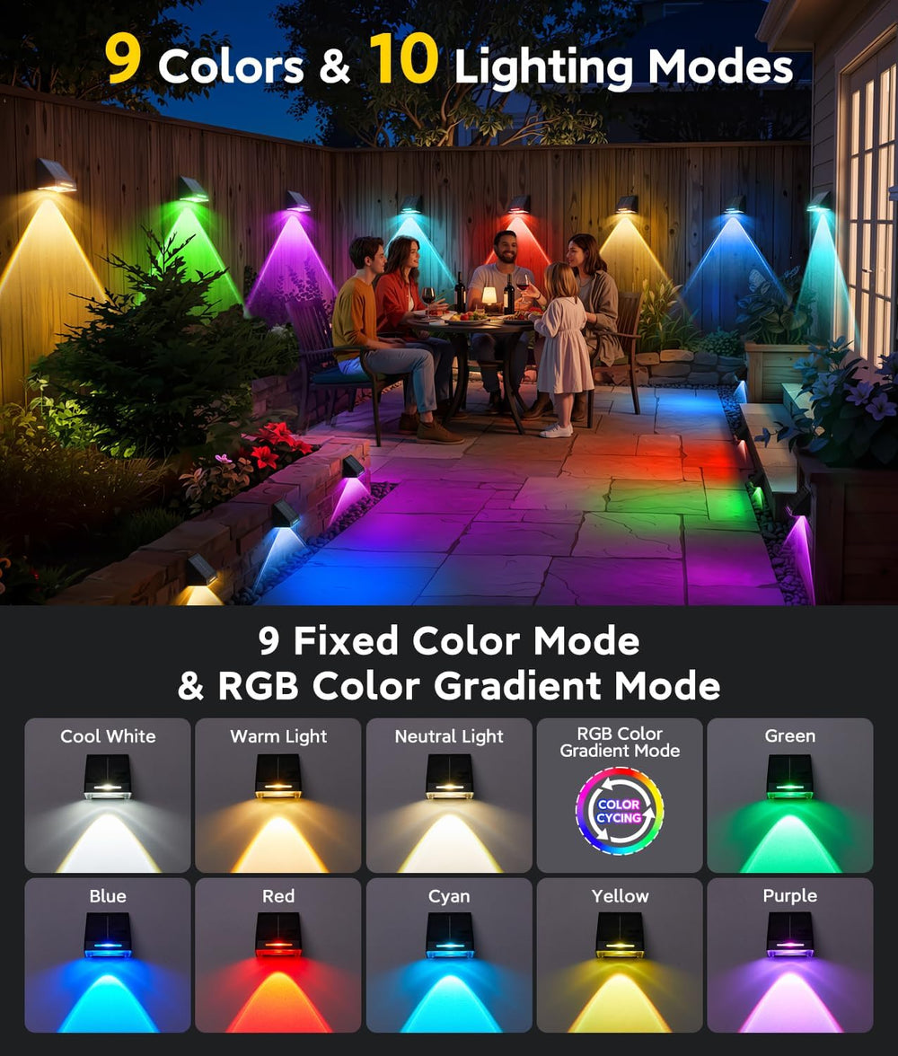 KOOPER Solar Fence Lights Outdoor Waterproof 10 Pack, Solar Fence Lights with...