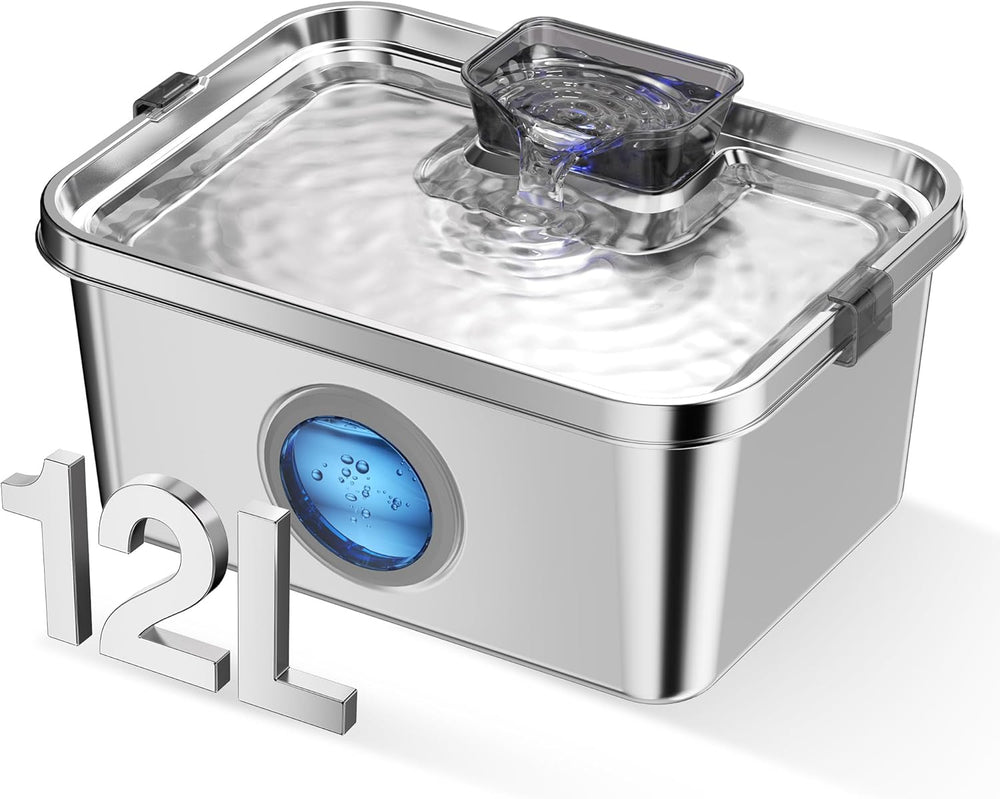 PETIMI Dog Water Fountain, 3 Gallons Stainless Steel Dog & Cat Water Foun...