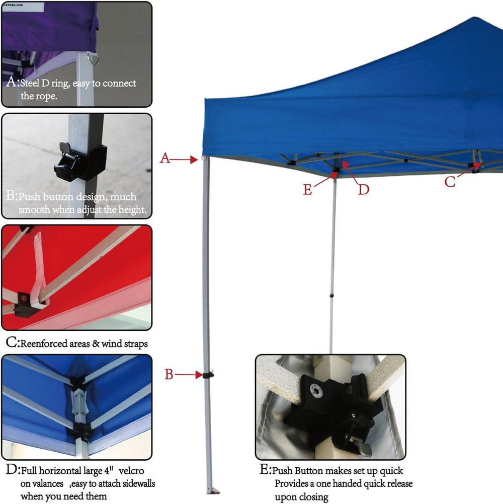 10'x10' Pop Up Canopy Tent Commercial Instant Shelter, with 4 Removab...