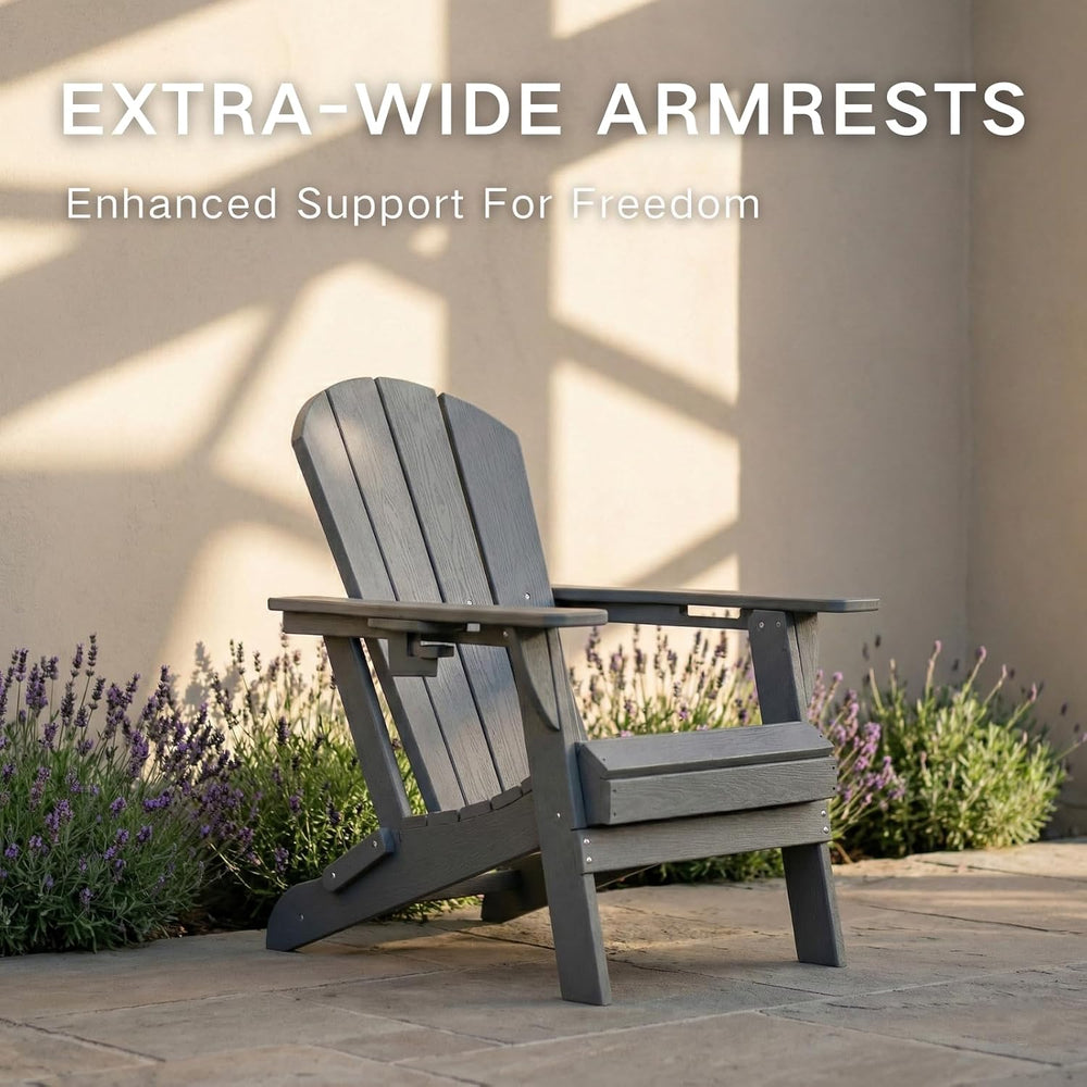 Kingdura Foldable Adirondack Chair, Portable HDPE All Weather Resistant Outdo...