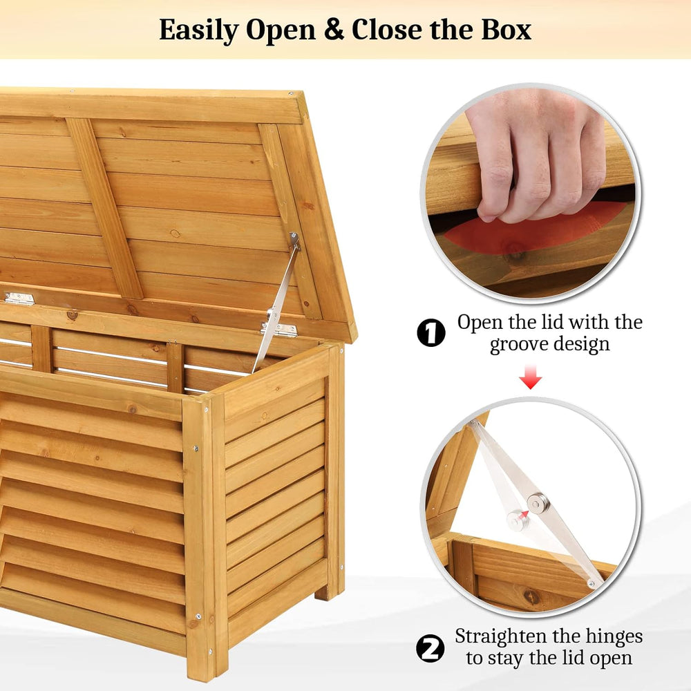 VINGLI Outdoor Wooden Deck Box, Storage Box with Lids for Easy Switching, 47 ...
