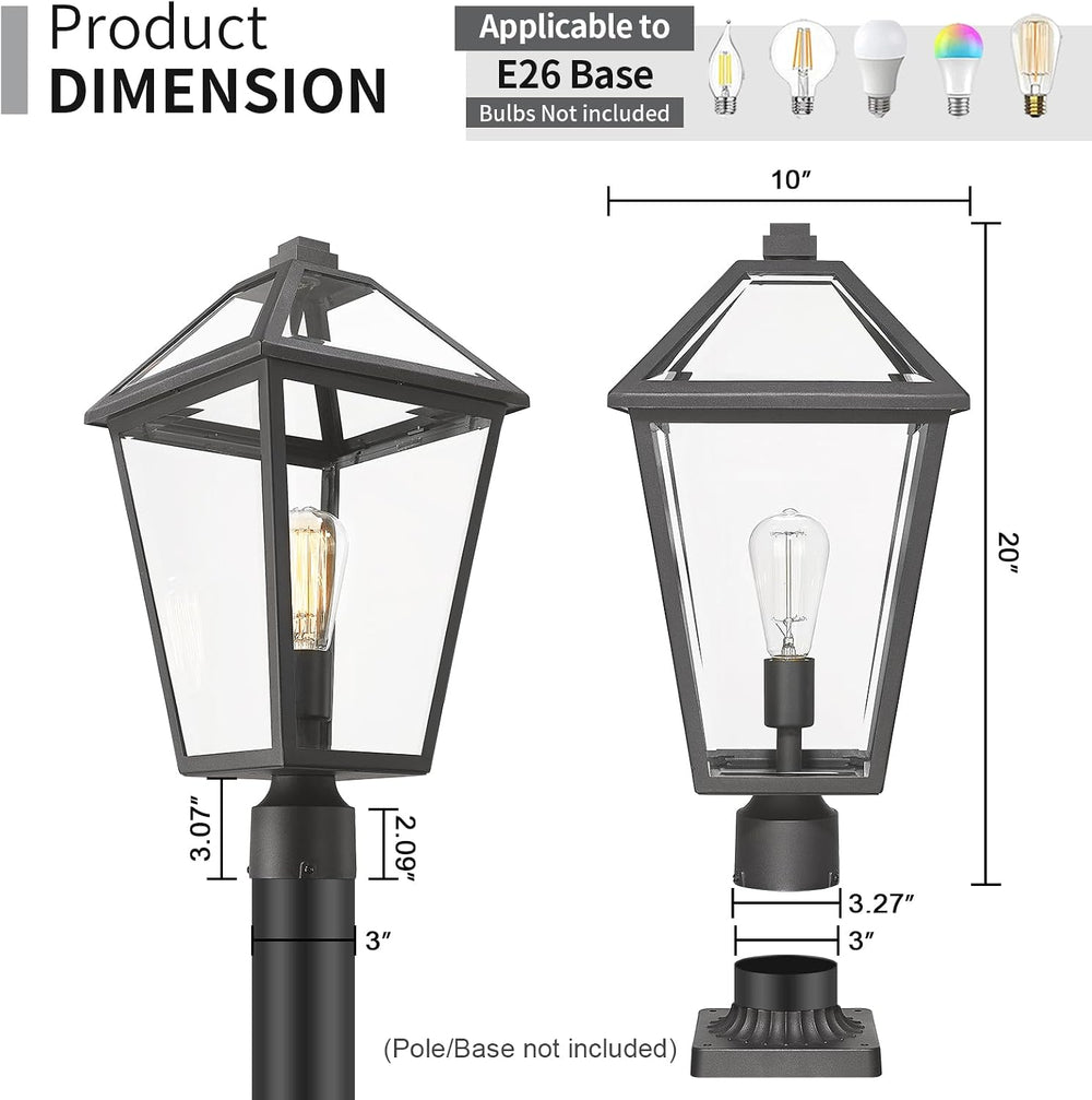 Outdoor Post Lights Fixtures, Lamp Post Light Fixture Black Finish, Waterproo...