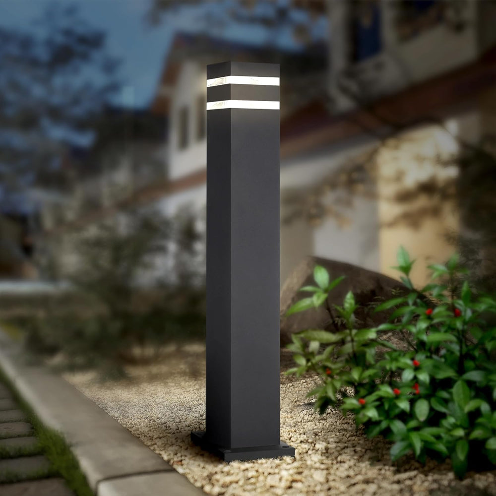 ASD 24" Square Bollard Light Fixture, Outdoor Pathway Floor Lamp | Antig...