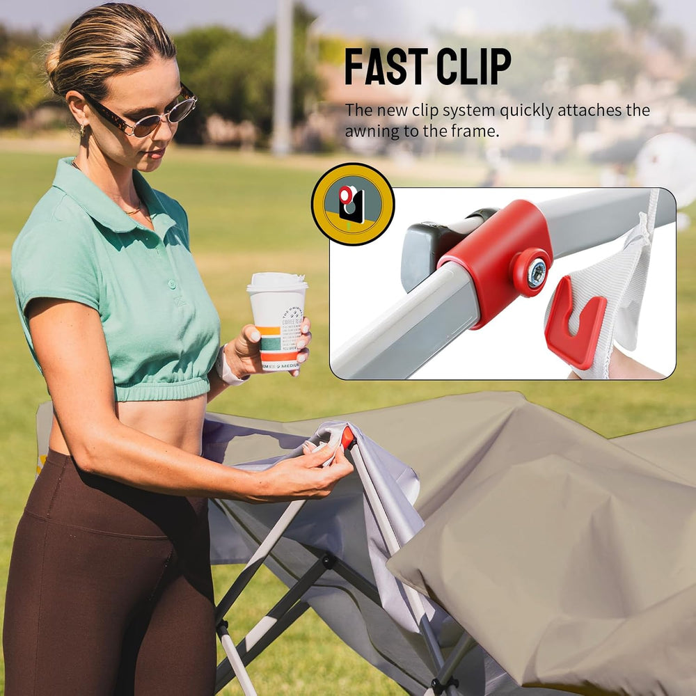 CROWN SHADES 10X10 Pop Up Canopy Tent with Sidewalls, One-Push Setup, Khaki