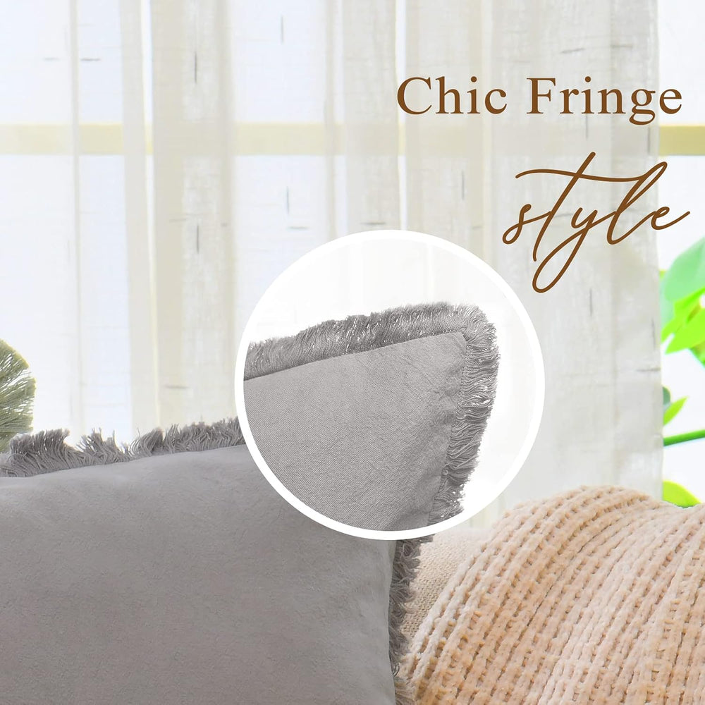 ZWJD Pillow Covers 26x26 Set of 2 Khaki Throw Pillow Covers with Fringe Chic ...