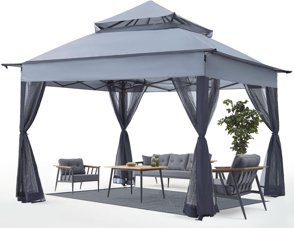 ABCCANOPY Pop Up Gazebo 11x11 with Mosquito Netting, Dark Gray