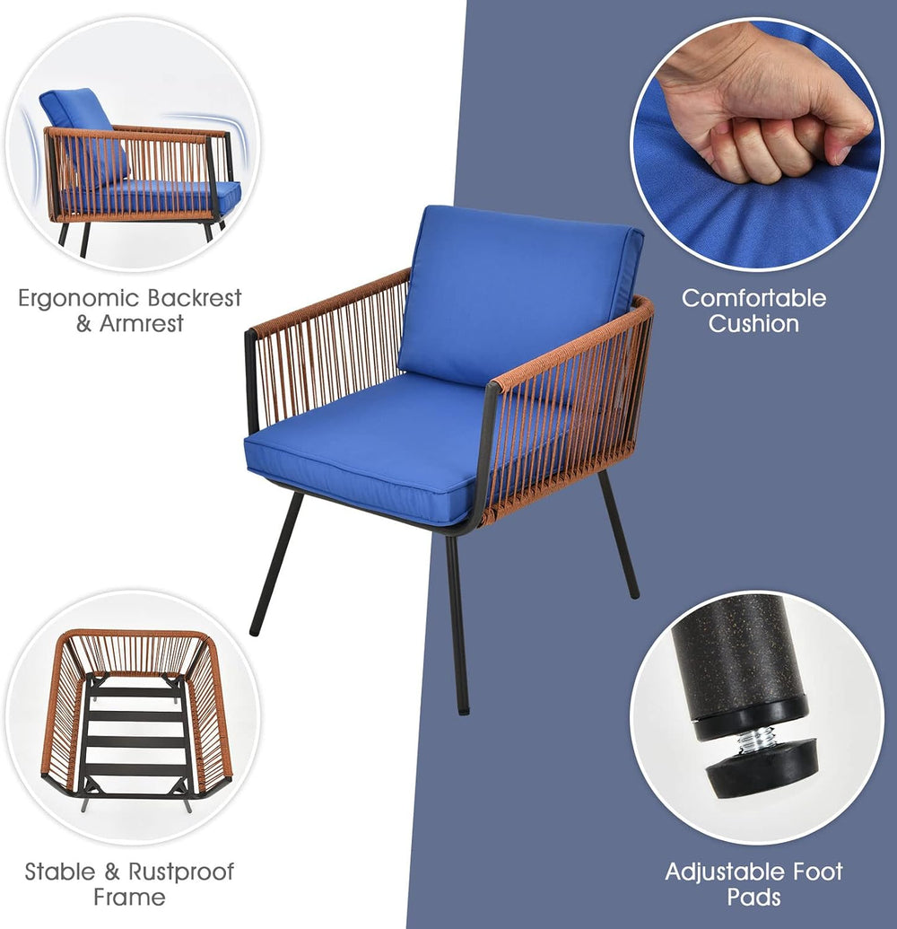 Tangkula 3 Pieces Patio Bistro Set, Outdoor Conversation Chair Set with Coffe...