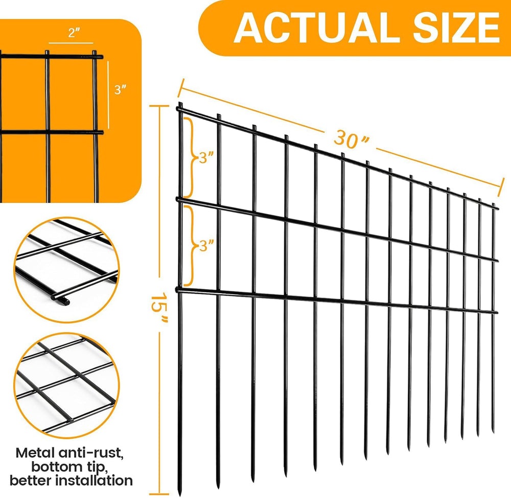 Getlay Animal Barrier Fence 25ft(L) x15in(H),10Pack Black No Dig Fence,Anti-R...