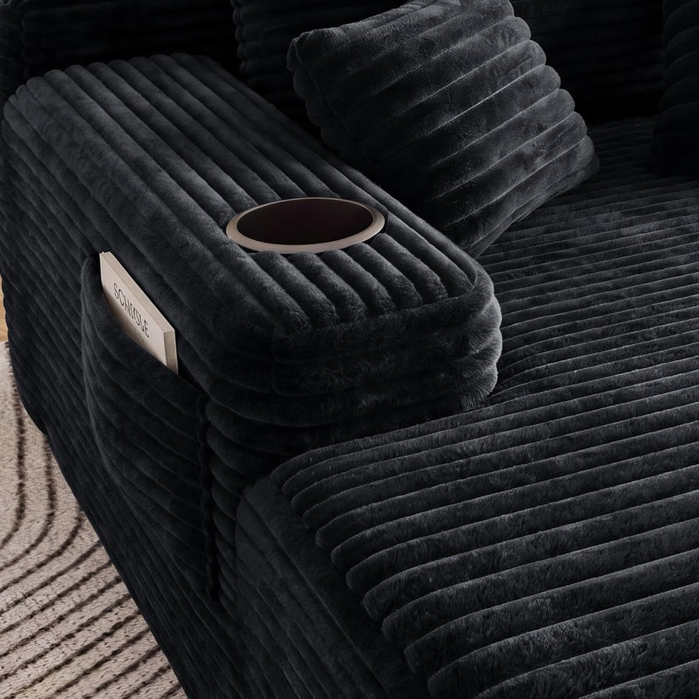 65" Chaise Lounge Chair Indoor with Cup Holders & Side Pocket, Overs...