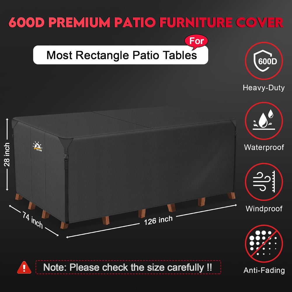 Zettum Patio Furniture Cover Rectangle - 600D Outdoor Table Cover Waterproof ...